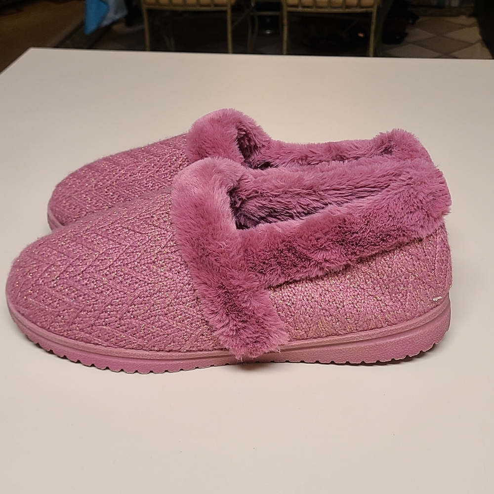 SKECHERS Sparkle Cozy Lite faux fur slippers size 12 - Picture 4 of 10